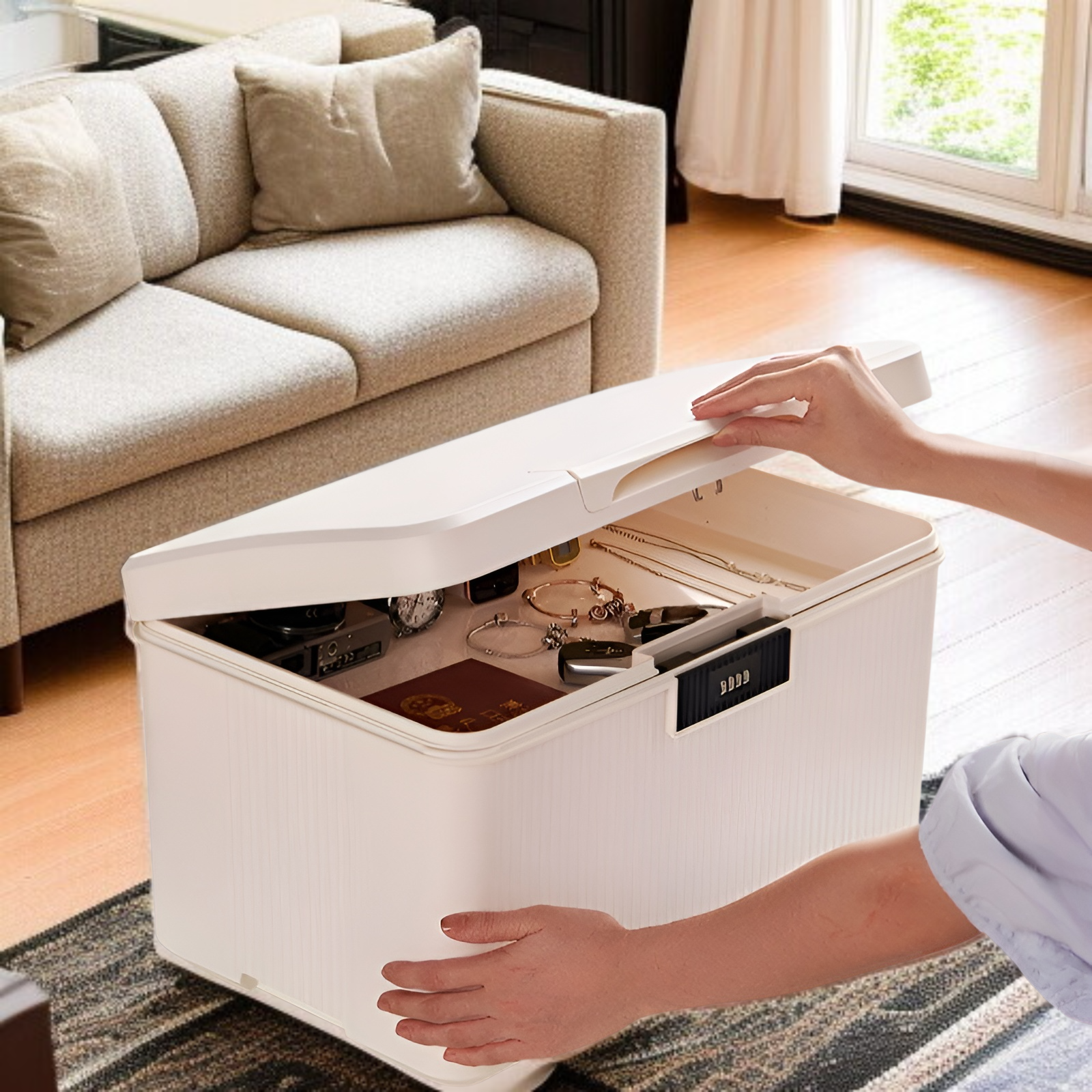 金庫 家庭用 小型 ダイヤル式 コンビネーションロック 収納ボックス 大容量2段式 9L 16L 38L ミニ金庫 プラスチック製 貯金箱 キャッシュ・重要書類・銀行カード 貴重品入れ