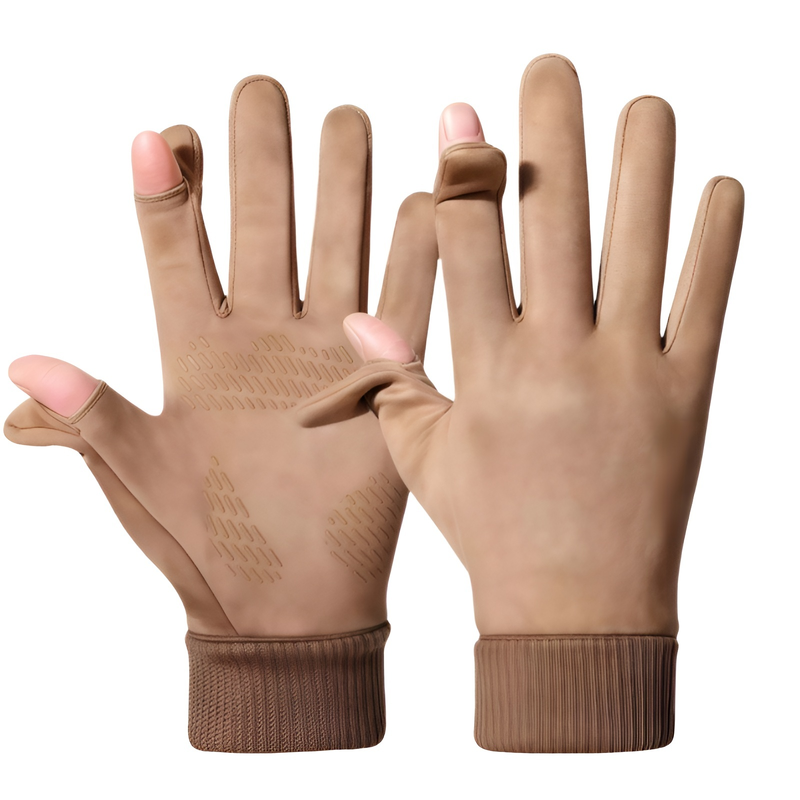 スエードの暖かい手袋