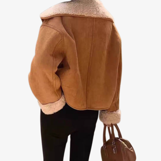 Stylish women's rider jacket with faux suede