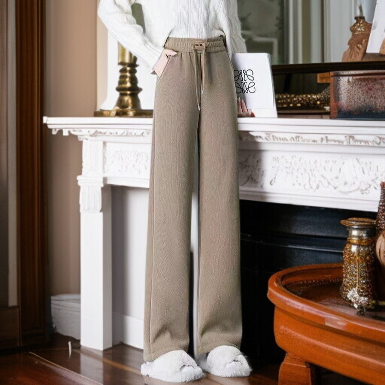 빅 사이즈 겨울 쉐닐 코듀로이 와이드 팬츠 여 기모 도톰 슬림 캐주얼 팬츠