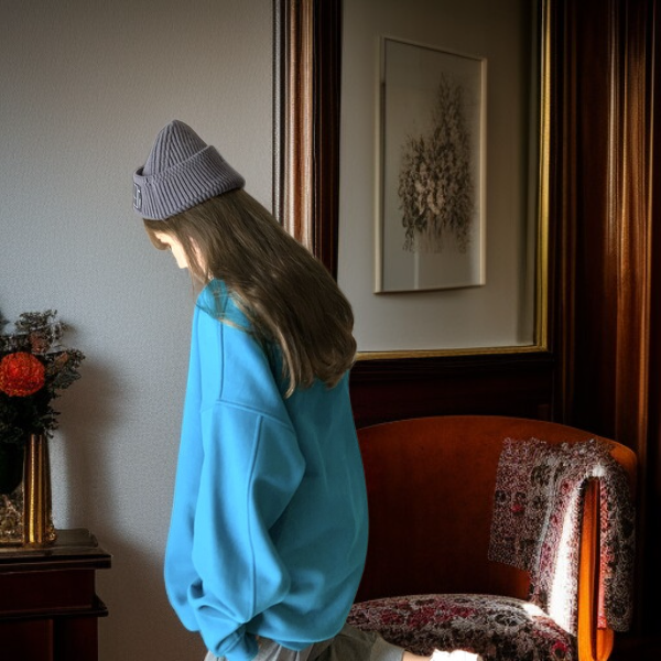 女性用ラウンドネック スウェットシャツ ゆったり大きいサイズ