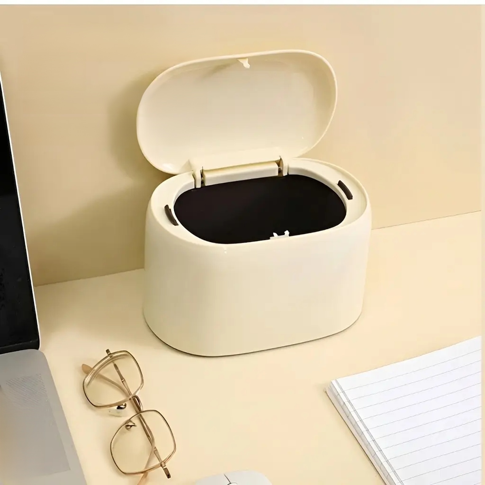Press to open the countertop storage box.