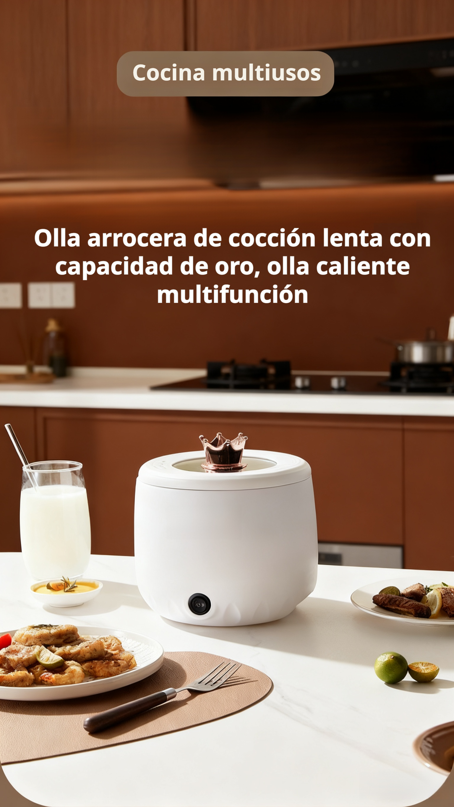 Olla eléctrica multifuncional para el hogar con revestimiento antiadherente