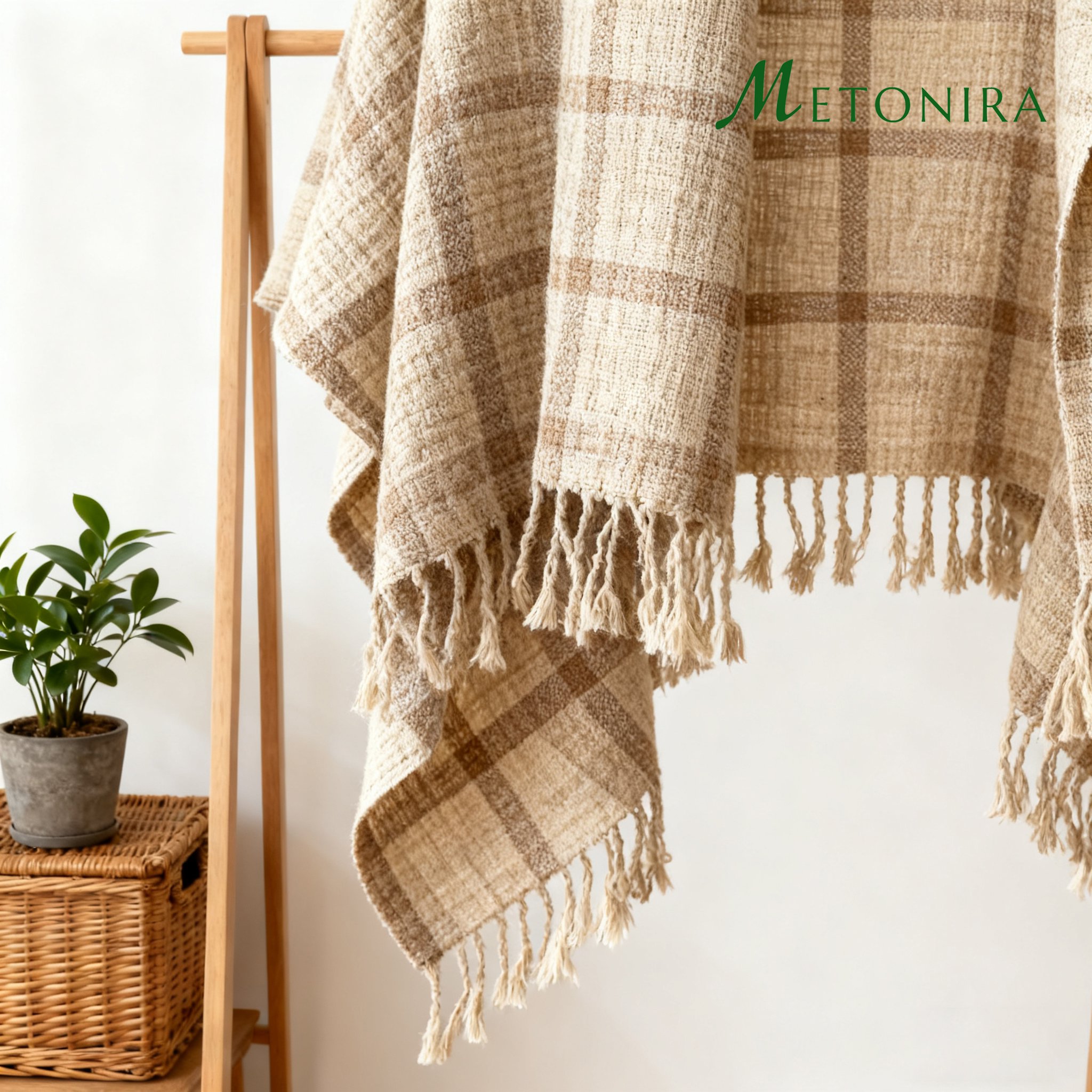 포근한 촉감의 플레드 숄 디테일