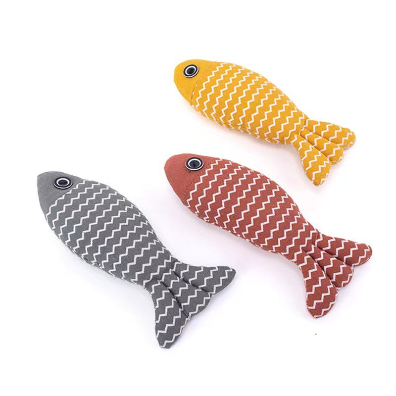 麻布魚貓玩具