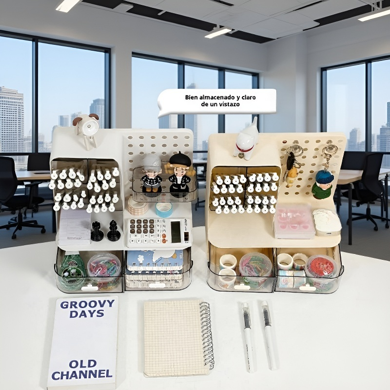 Tablero de agujeros multifuncional creativo para escritorio con portalápices