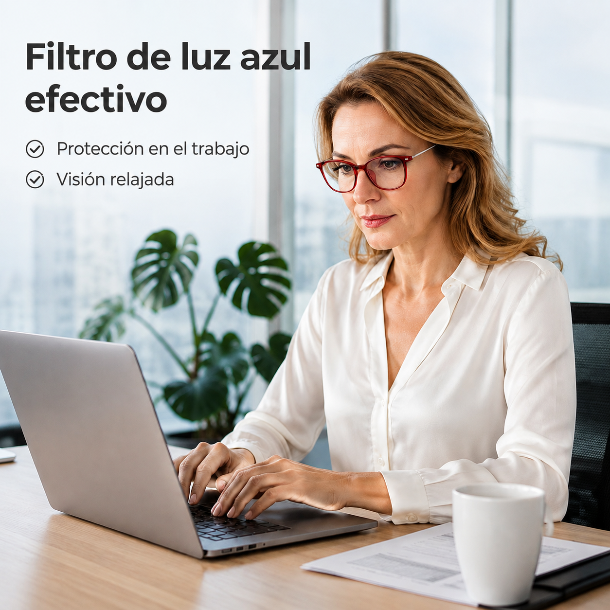 Gafas de lectura elegantes para mujer con filtro de luz azul