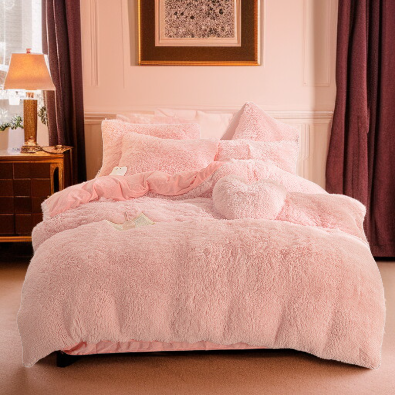 겨울철 보온 밍크 벨벳 침대 4종 세트 강화
