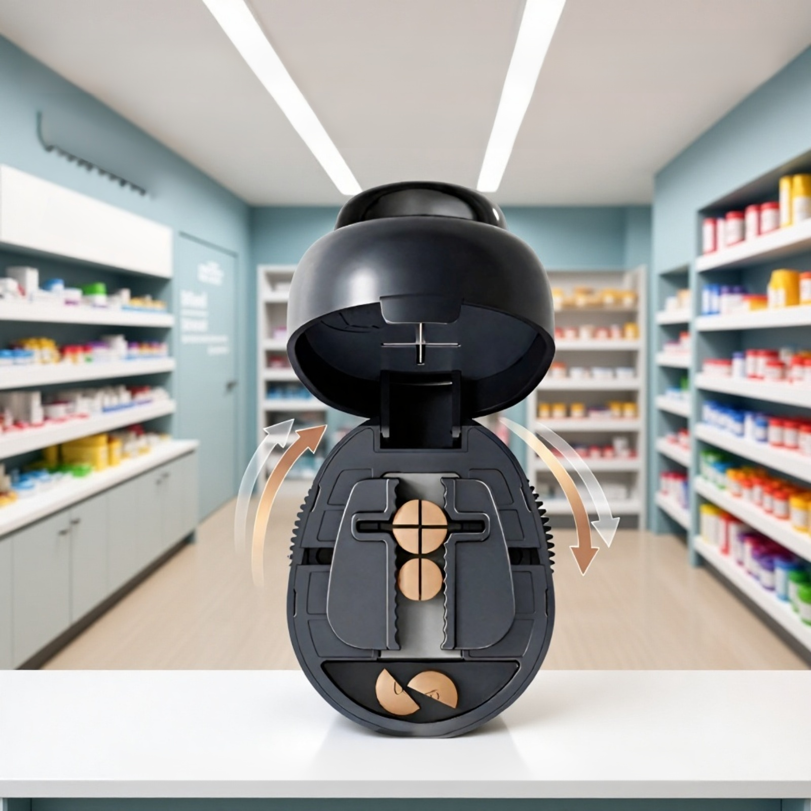 다양한 크기의 약을 절단하는 모습