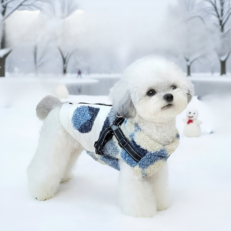 강아지 가슴 멜빵 패브릭 애견 옷 방한 보온 패딩 가슴 멜빵