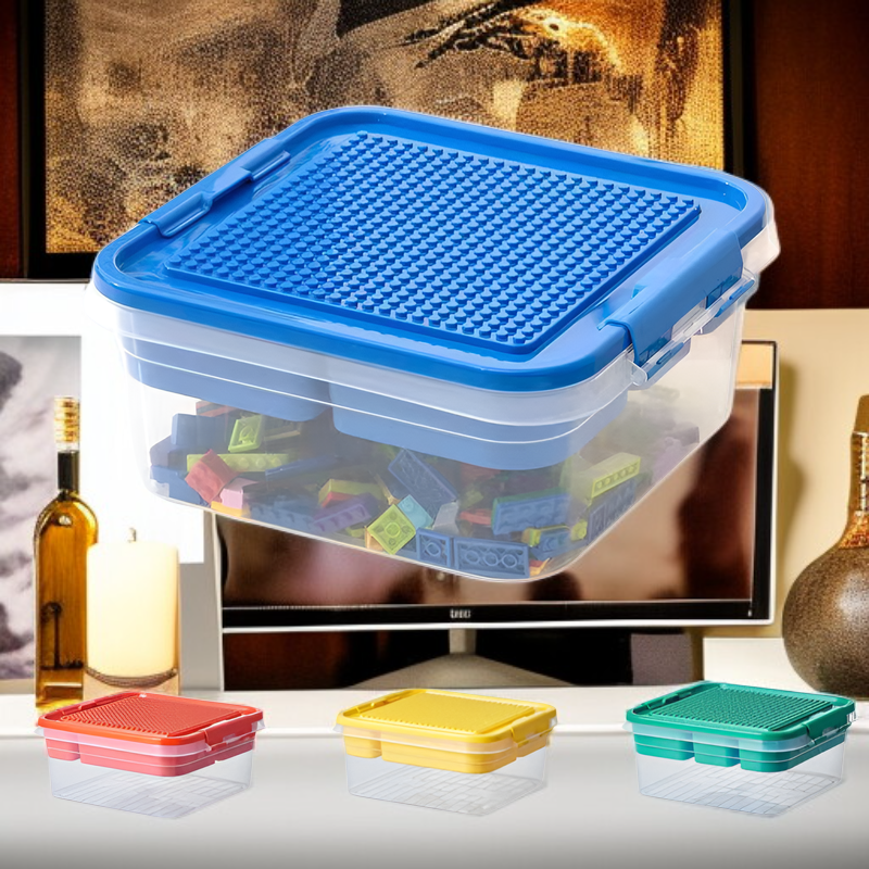 Caja organizadora multifuncional para juguetes, plástico transparente, para Lego y coches pequeños