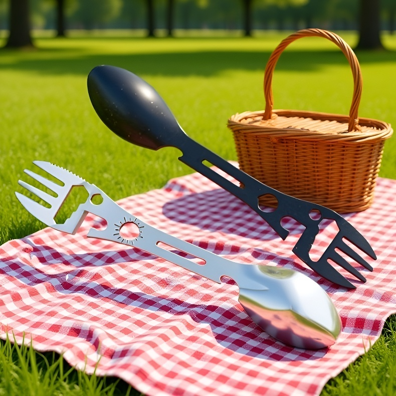 Überlebensgabel und -löffel 10-in-1 Multifunktions-Flaschenöffner für Outdoor-Camping