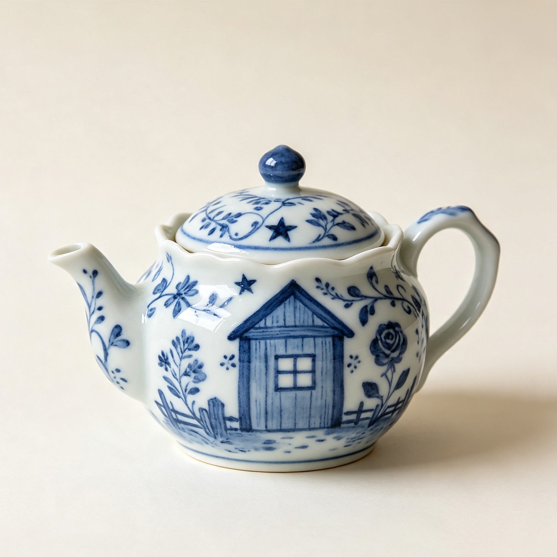 Blue and White Porcelain Teapot