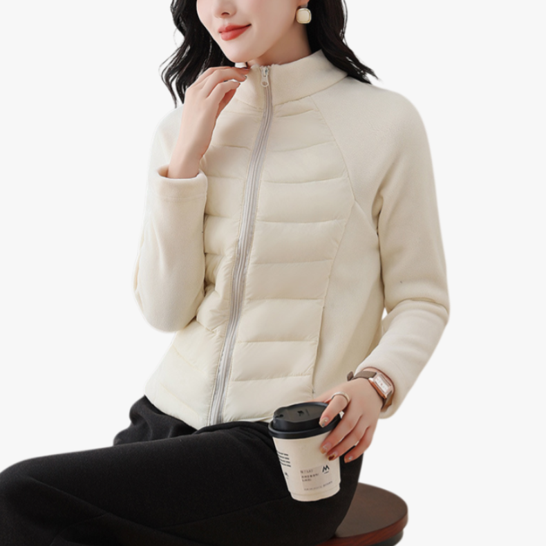 여성 아웃도어 패딩 화이트 슬림 트레이닝 아우터 하이넥 구속 없는 패딩