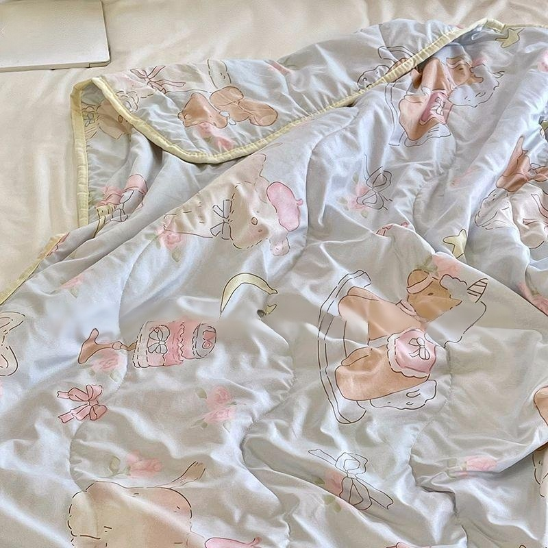 ผ้าห่มบางสำหรับนักเรียนฤดูร้อน ลายหมาน้อยน่ารักสำหรับหอพัก