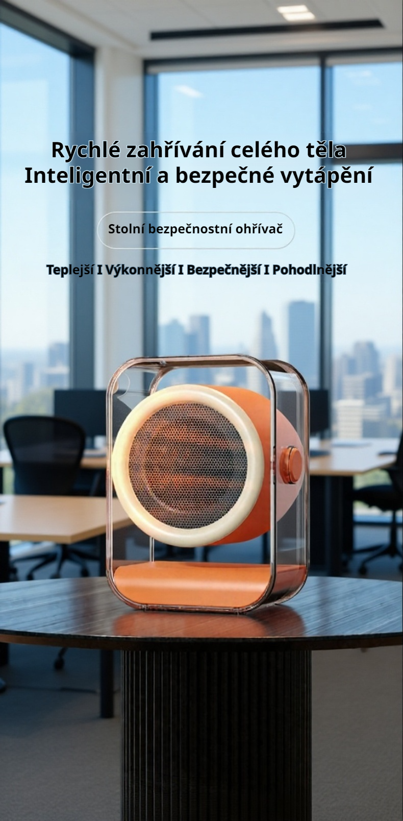 Domácí úsporný elektrický ohřívač při provozu