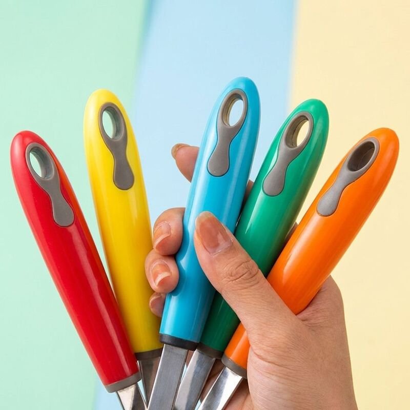 彩色手柄不鏽鋼馬鈴薯泥攪拌器廚房多用途手動工具