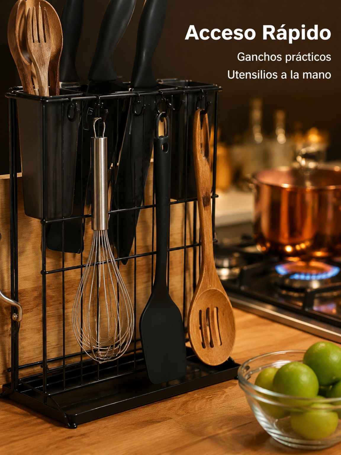 Tabla de picar de alta calidad con soporte para utensilios