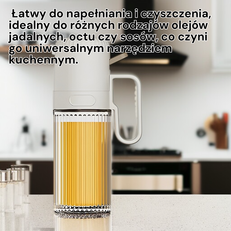 Szklany pojemnik na olej ze spryskiwaczem do organizacji kuchni