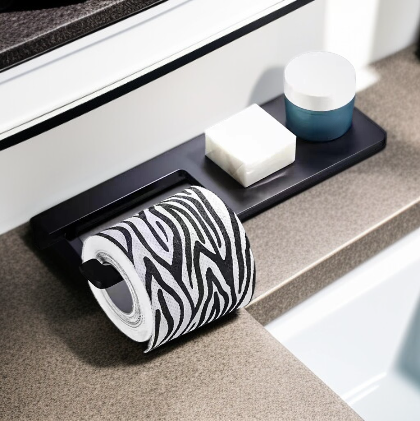 Hotel bathroom toilet paper holder mobile phone holder hand towel paper box toilet paper holder blac