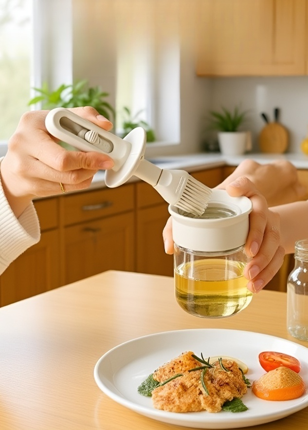 주방에서 사용 중인 오일 브러시 캔