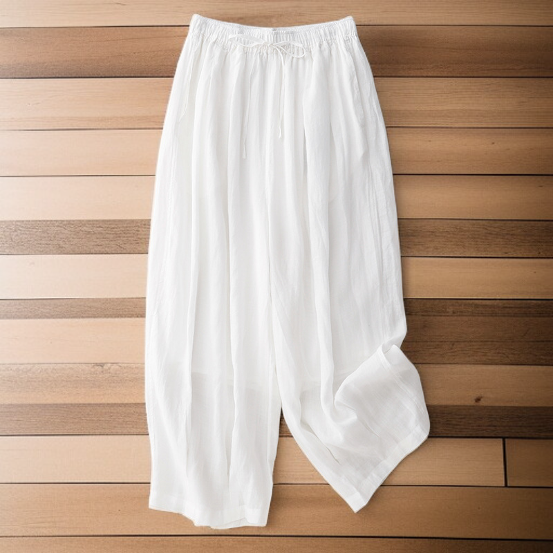 レディース レトロ 無地 コットン リネン ランタンパンツ