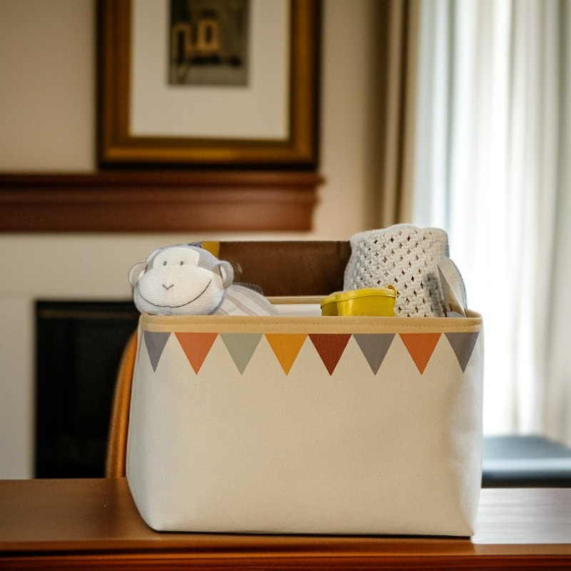 Boîte de rangement en toile avec ceinture en tissu, boîte de rangement pour jouets et vêtements