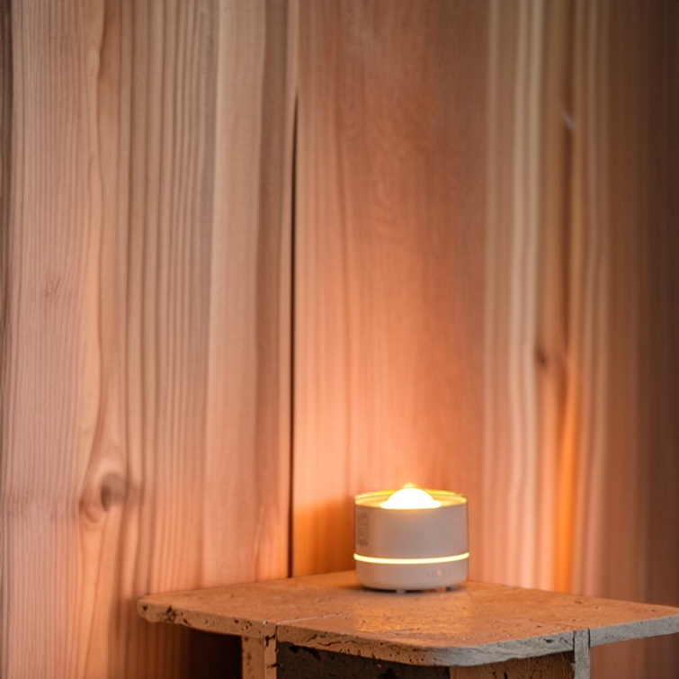 Ambiente relajante creado con humidificador de aromaterapia