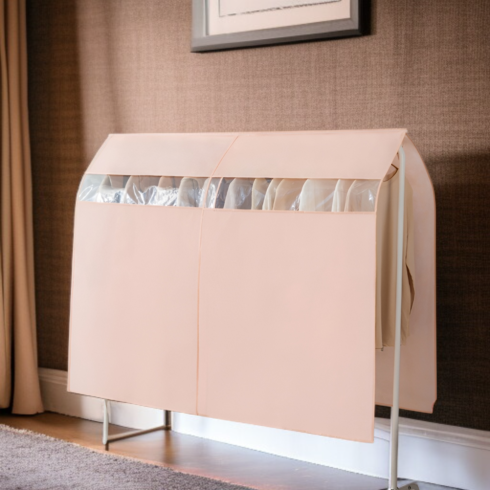 Thickened hanging dust cover protecting clothes in a wardrobe