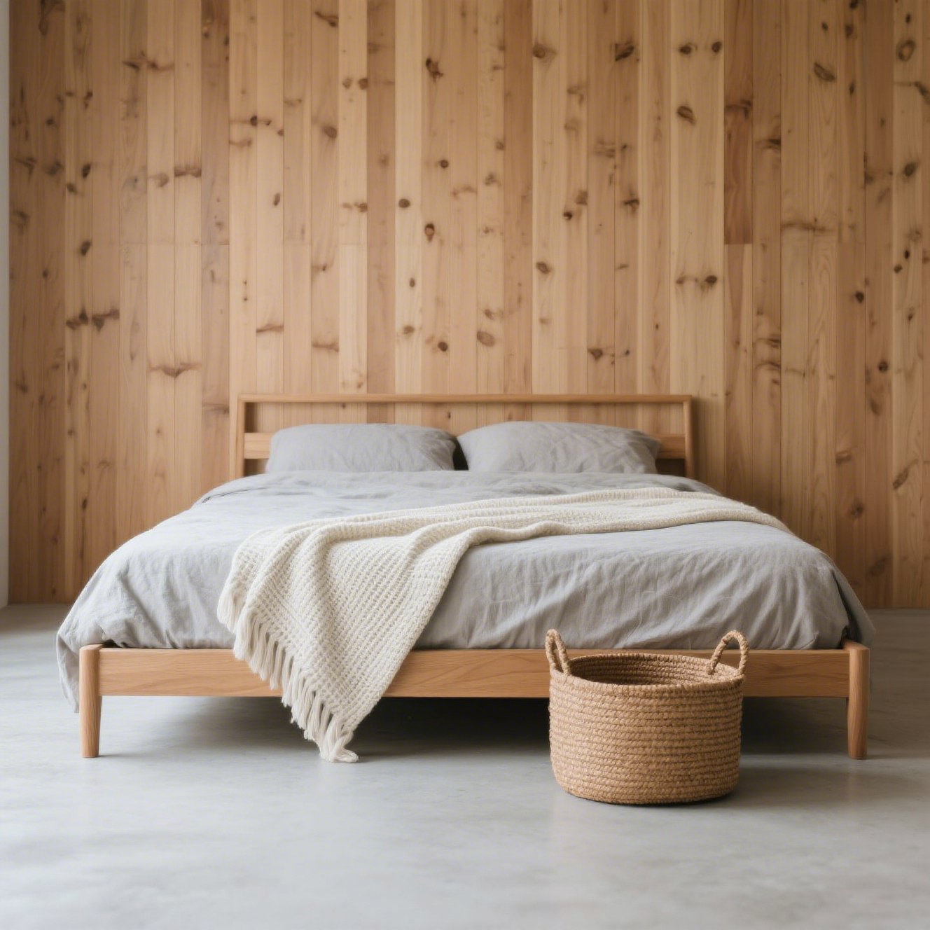 シンプルでおしゃれな無垢材ベッドデザイン