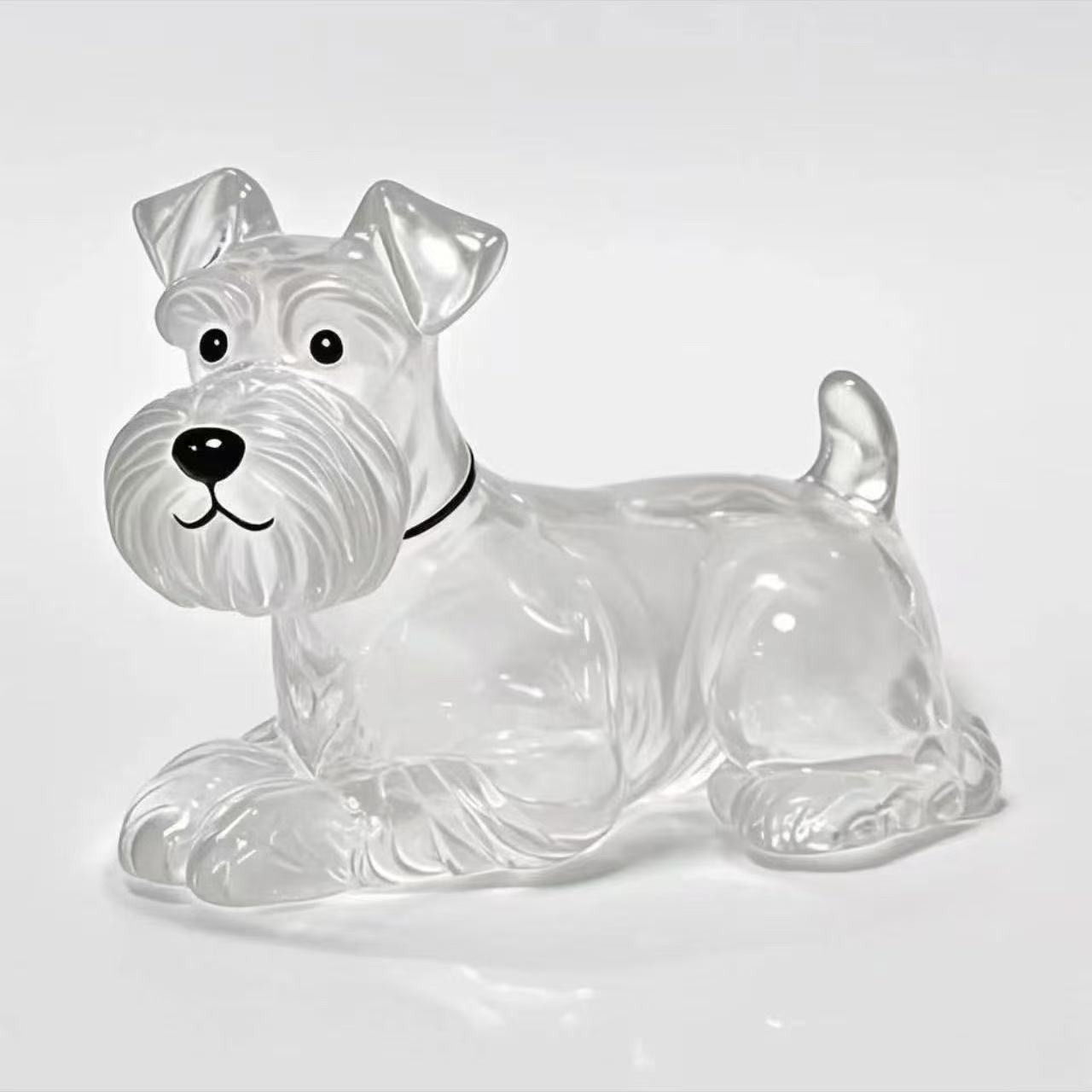 Porte-clés avec pendentif chien, boîte transparente pour poils d'animaux