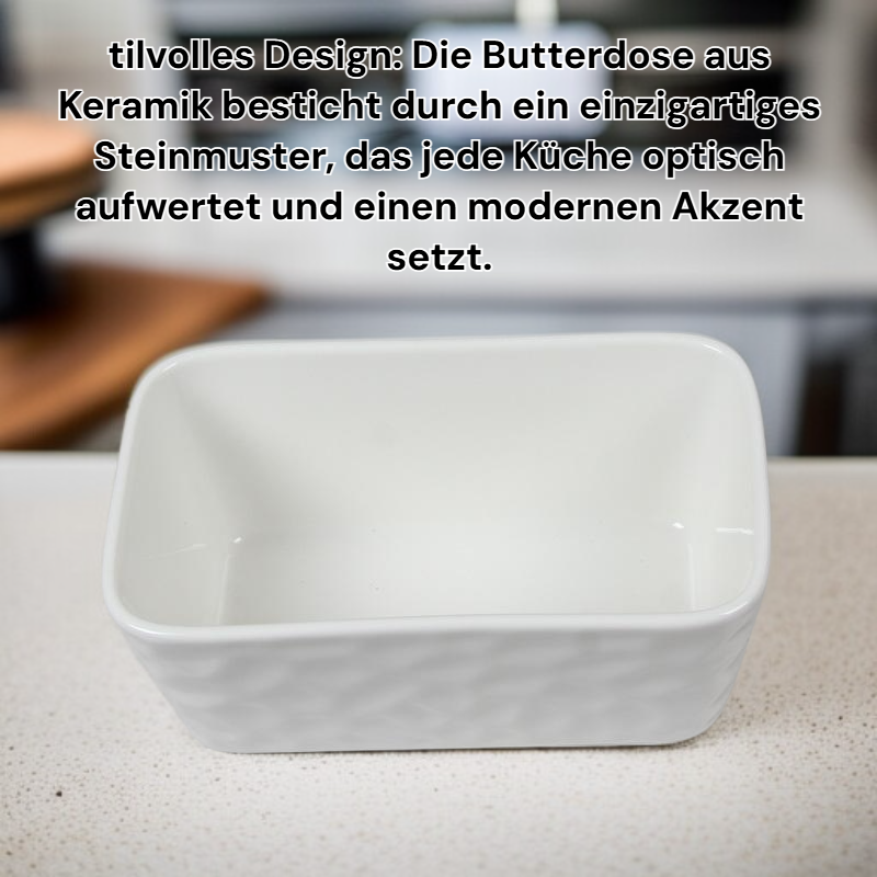 Butterdose aus Keramik mit Steinmuster und Deckel