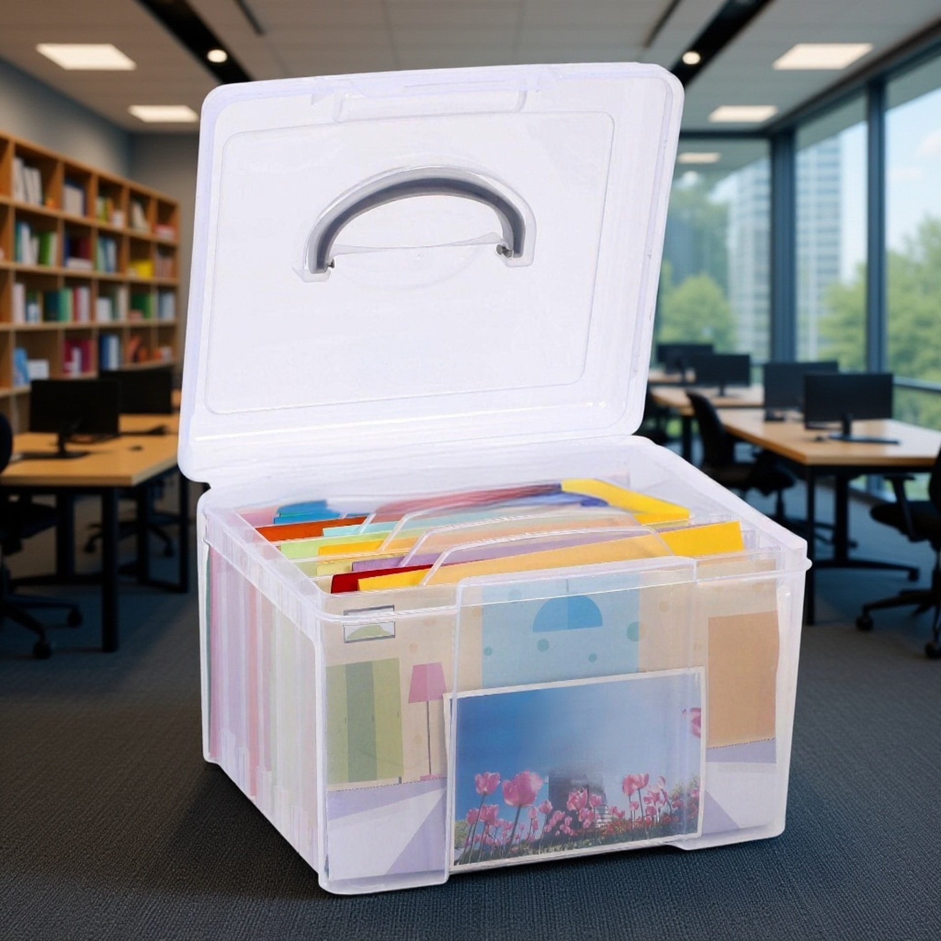 صندوق تخزين شفاف لتنظيم الملابس