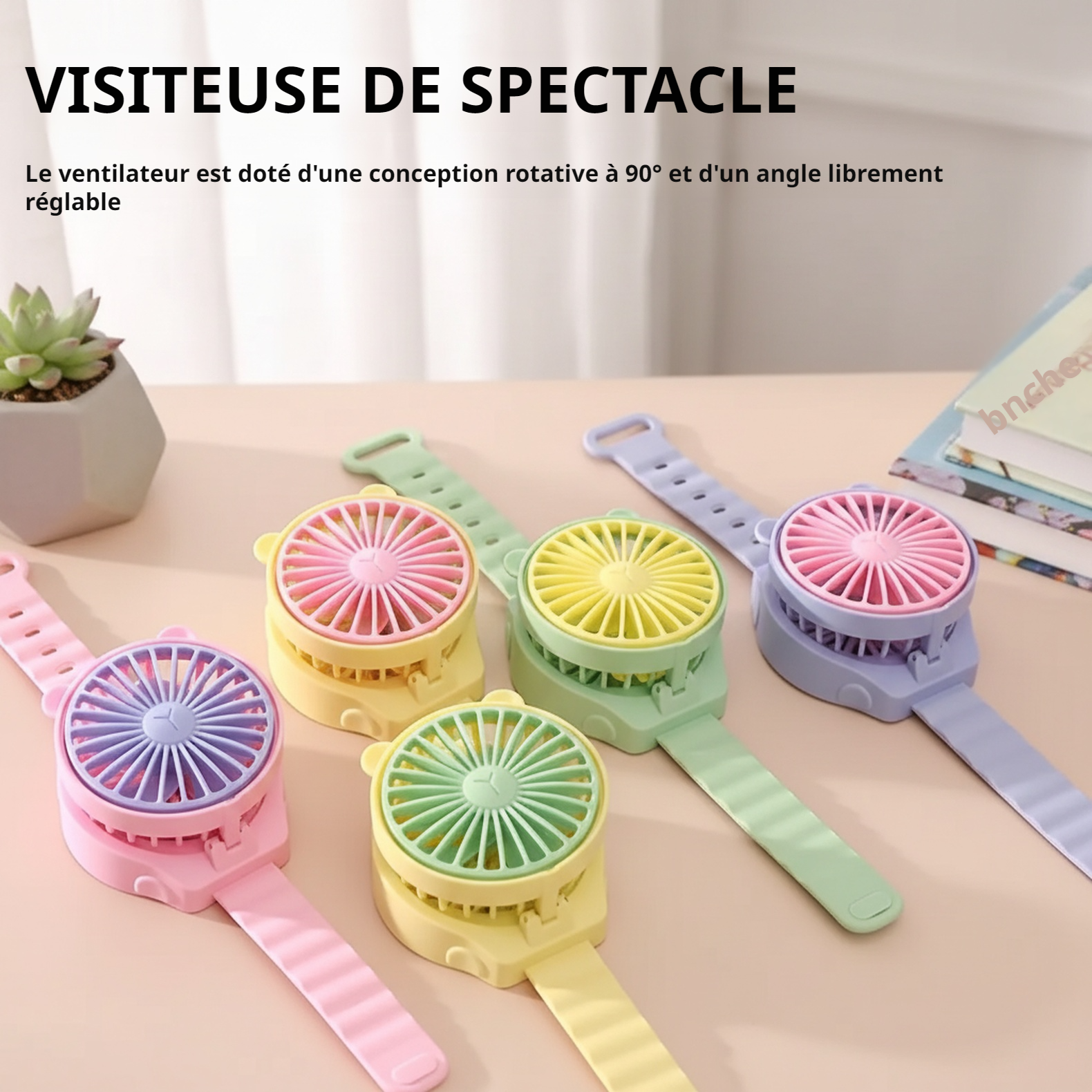 Mini ventilateur de montre cartoon, ventilateur électrique portable à une vitesse