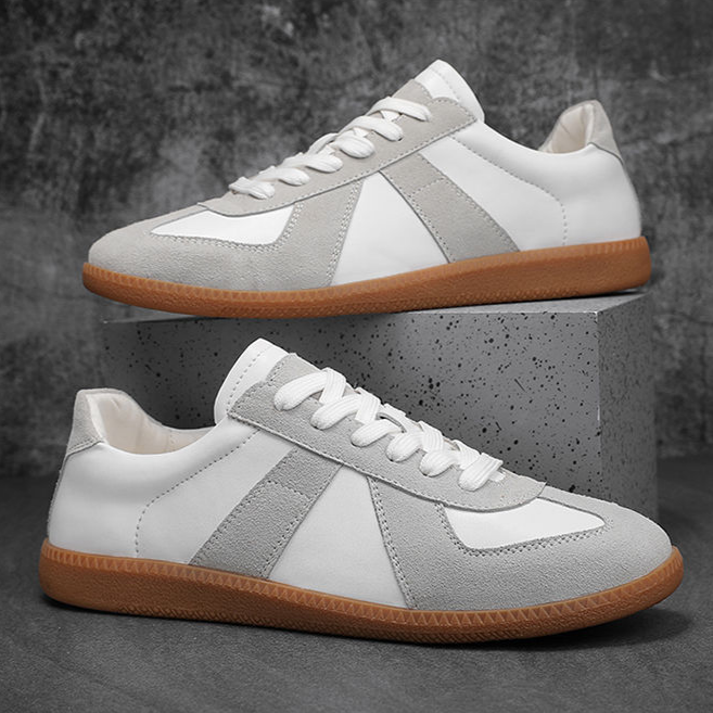 男士休閒運動復古厚底阿甘鞋 女士百搭小白德訓板鞋