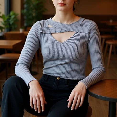 여성 디자인감 레깅스 스웨터 여 펀칭 니트 이너 탑 레깅스