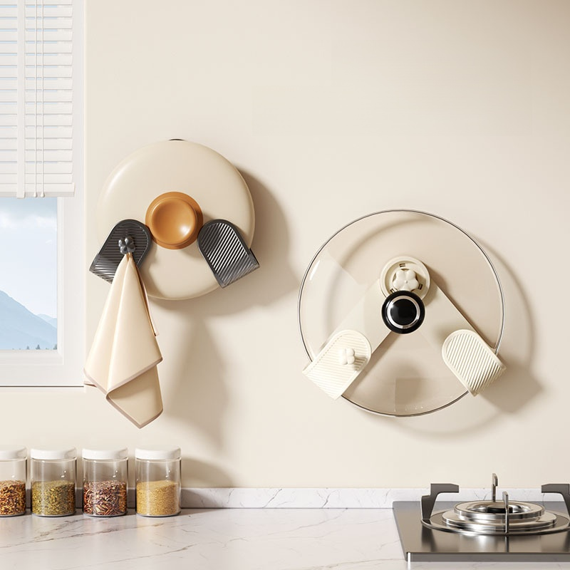 Non perforated suction cup wall mounted pot lid rack