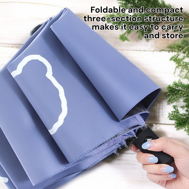  Double-layer Foldable Waterproof Umbrella, Three-section Black Sunshade
