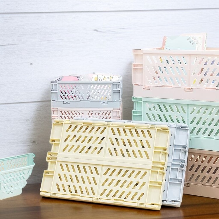 折りたたみ式プラスチック製収納バスケット