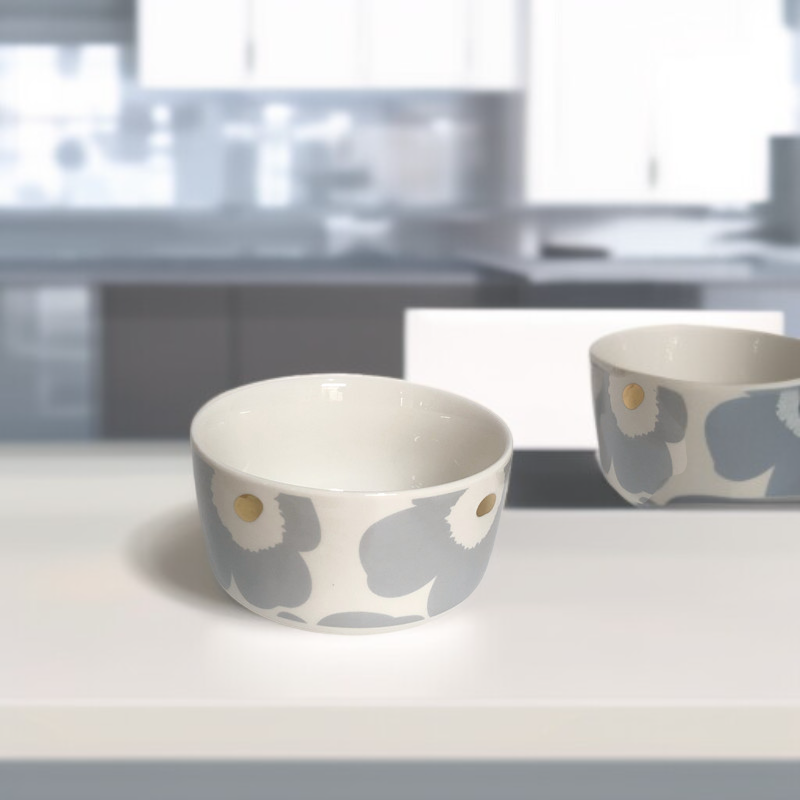 핀란드풍 회색 금장 커피잔 세라믹 디저트 접시 밥그릇 세트