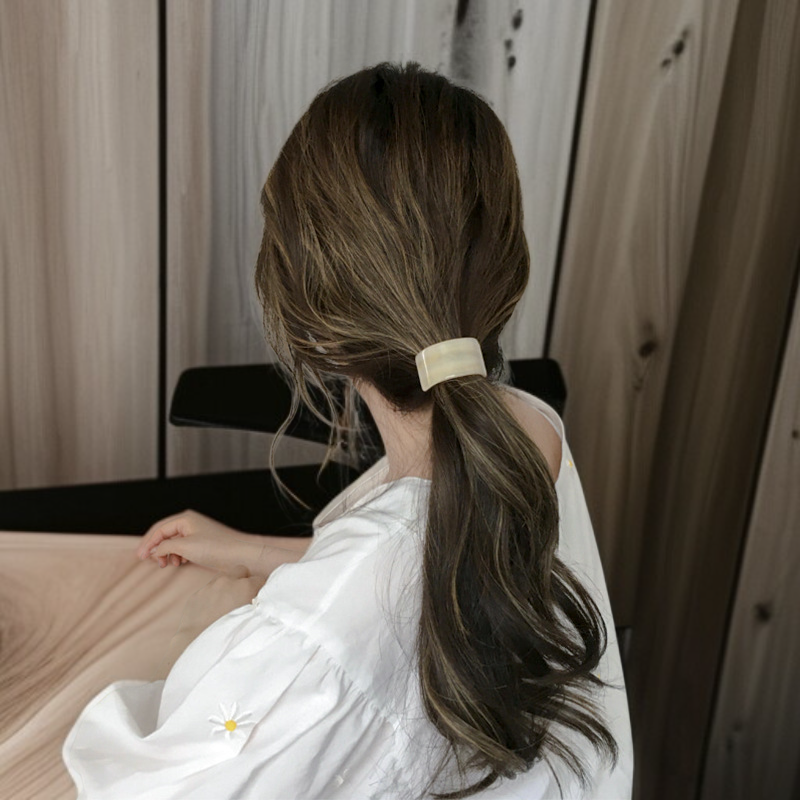 10個髮圈套裝磨砂木紋弧形高彈力頭繩