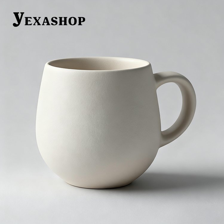 고급스러운 디자인의 흰색 머그컵