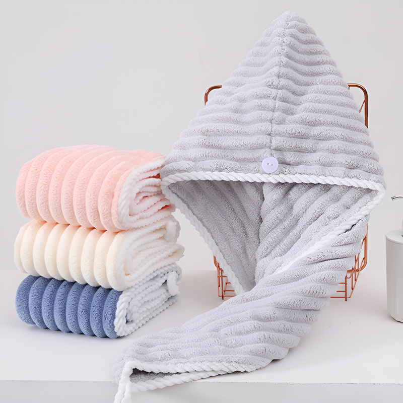 珊瑚絨加厚速乾乾髮帽