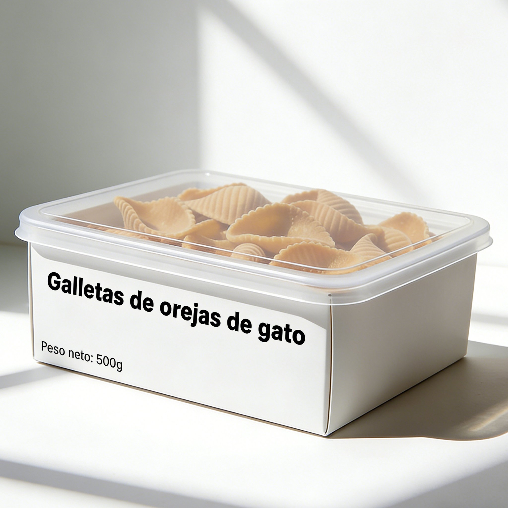 Snacks de oreja de gato crujientes y sabrosos en plato