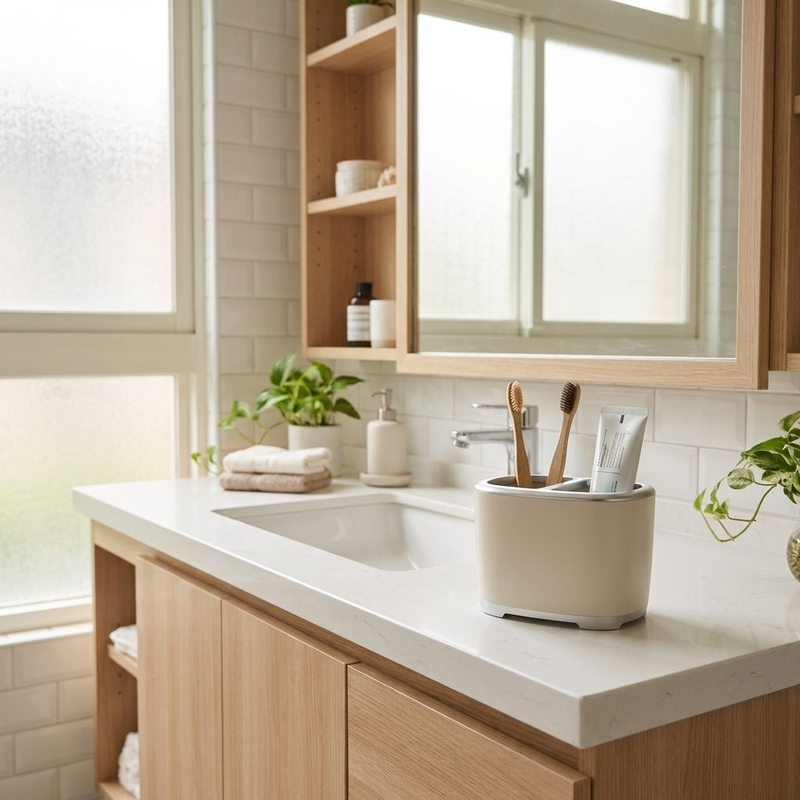 桌面洗衣機收納盒牙膏牙刷置物架洗手盆收納