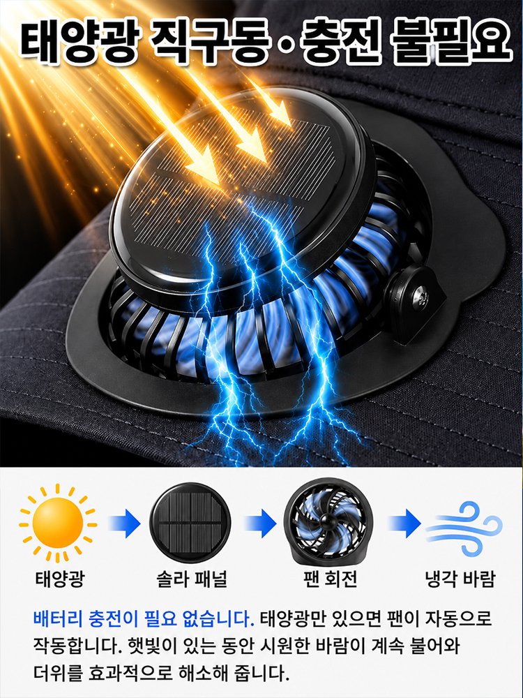 자외선차단 넥가드 선풍기모자 태양광 팬햇