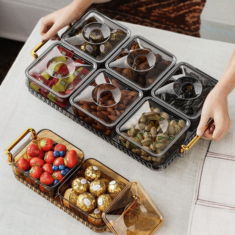 다기능 플라스틱 과일 캔디 접시 뚜껑 포함