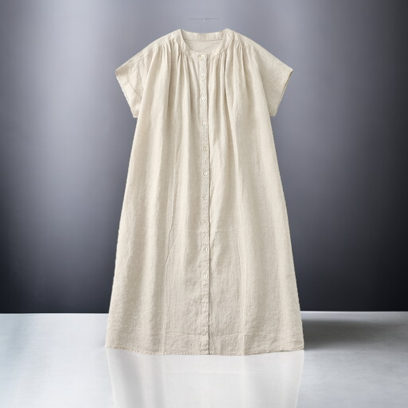 여름 반팔 캐주얼 A라인 루즈핏 주름원피스 컴포트 미디스커트 컴포트 반팔원피스 미디스커트