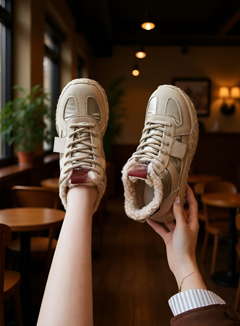 겨울 패션에 어울리는 여성 스니커즈 부츠 스타일링