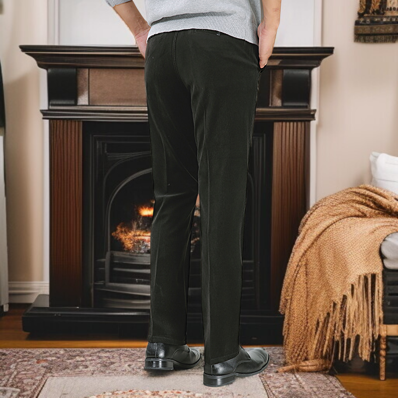 男性用冬ベルベット裏起毛コーデュロイパンツ中高年カジュアル